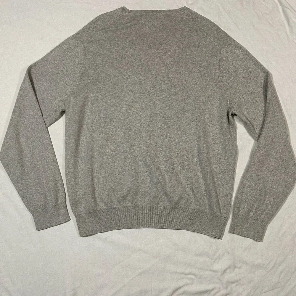 Polo Ralph Lauren V Neck Sweater Mens XL Pima Cotton‎ Gray Pony